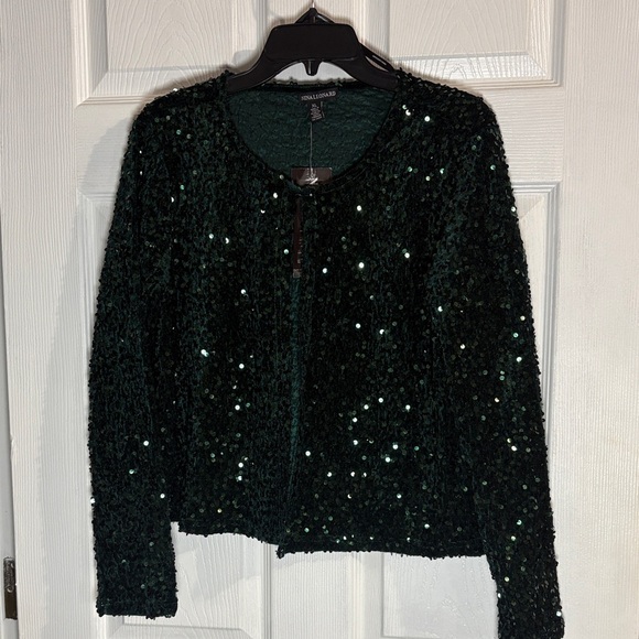 Nina Leonard Dark Green Sequin Jacket - Picture 2 of 8